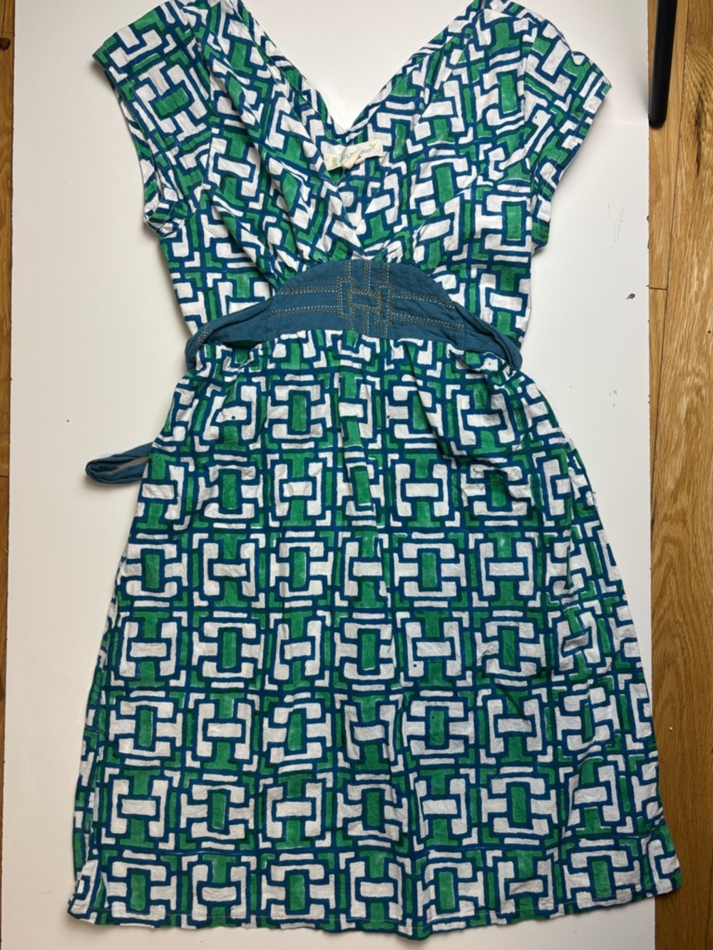 Mata‎ Traders belted Geometric cotton Dress sz M
